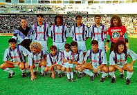 REAL VALLADOLID DEPORTIVO - Valladolid, España - Temporada 1991-92 - Aramayo (masaj.), Caminero, Vicente Engonga, Santi Cuesta, César Gómez e Higuita; Fonseca, Valderrama, Pereira, Onésimo, Ferreras y Leonel Álvarez - REAL VALLADOLID 1 (Pereira), ALBACETE 0 - 06/10/1991 - Liga de 1ª División, jornada 5 - Valladolid, estadio Nuevo José Zorrilla