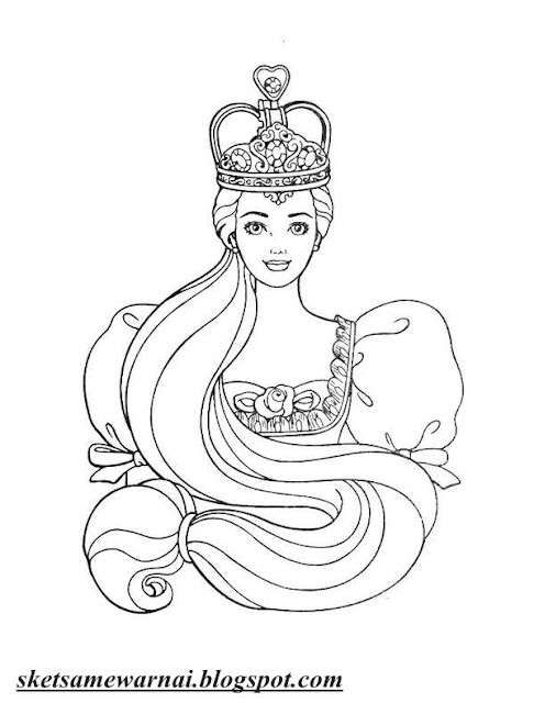  Sketsa  Mewarnai Gambar  Barbie  Princess Sketsa  Mewarnai