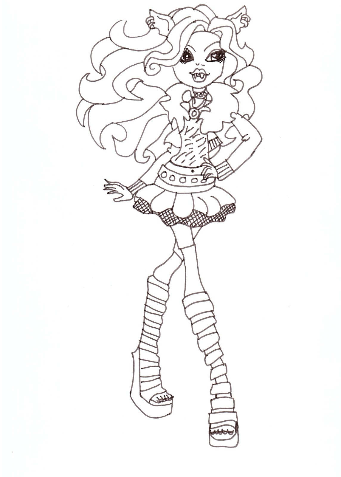 Free printable monster high Clawdeen Wolf coloring sheet