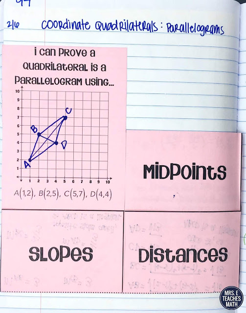 coordinate geometry with parallelograms - foldable