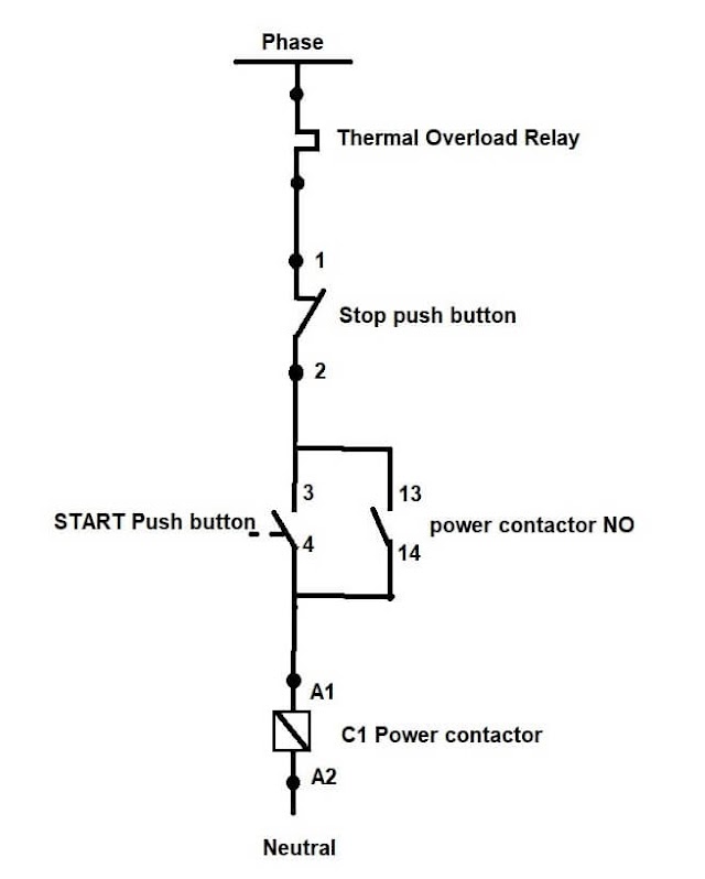 direct online starter dol control circuit diagram