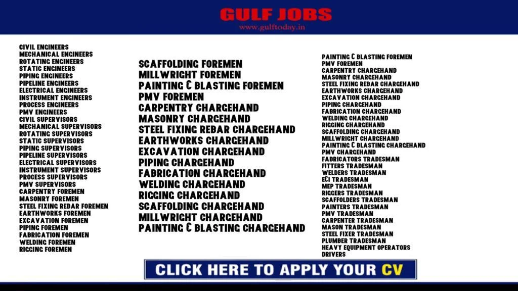 Middle East Jobs-Civil Engineers-Mechanical Engineers-Rotating Engineers-Static Engineers-Piping Engineers-Mechanical Supervisors-Rotating Supervisors-Piping Supervisors-Process Supervisors--Scaffolding Foremen-Drivers