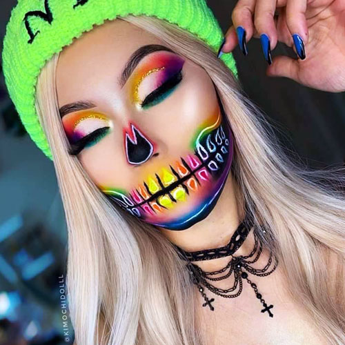 Maquillajes de Halloween aesthetic: arcoíris