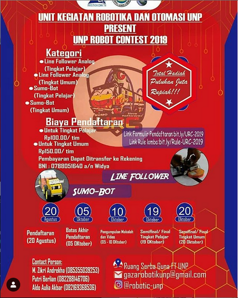 UNP Robot Contest (URC) 2019 oleh Universitas Negeri Padang