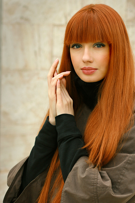 dark hair with red tips