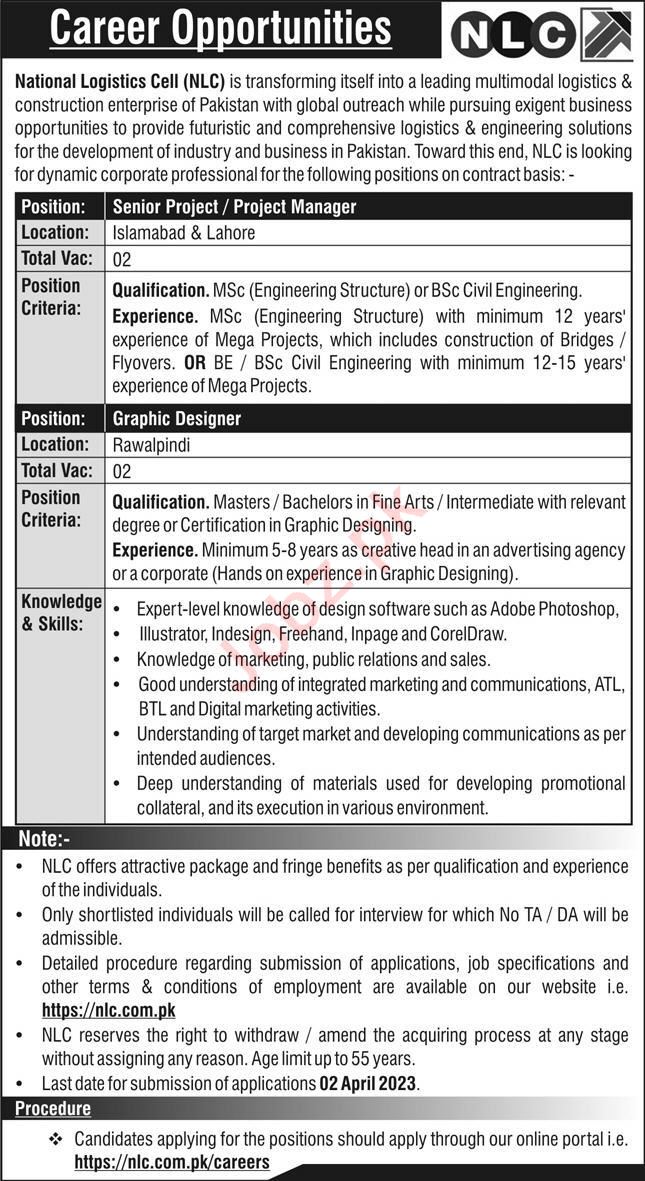 National Logistics Cell NLC Management Posts Rawalpindi 2023