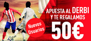 sportium regalo 50 euros derbi Atletico vs Real Madrid 18 noviembre