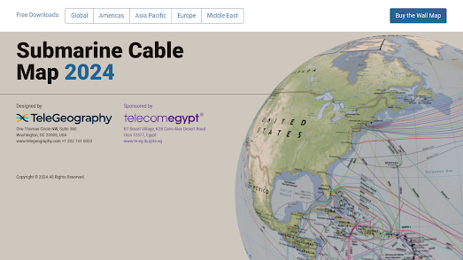 the 2024 submarine cable map presented as a globe