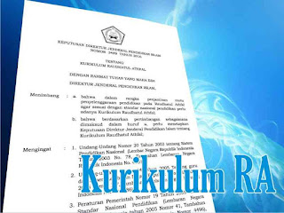 Direktur Jenderal Pendidikan Islam akhirnya menetapkan Keputusan Direktur Jenderal Pendidi Kurikulum RA 2016 (SK Dirjen Pendis No. 3489 Tahun 2016)