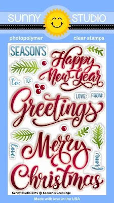 Sunny Studio Stamps: Season's Greetings Large Christmas Sentiment 4x6 Photopolymer Clear Stamp Set