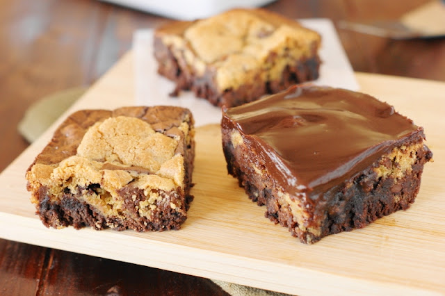 Chocolate Chip Cookie Dough Brownies Topped with Chocolate Ganache Image