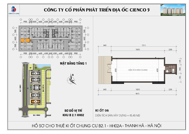 Mặt bằng kiot 06 chung cư b2.1 hh02a thanh hà mường thanh cienco 5 land