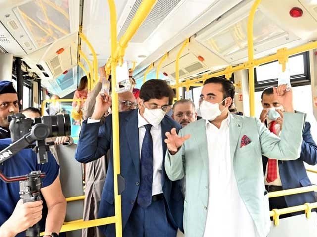 Bus, inauguration, Ppp, bilawal, Sindh, cm, Karachi,