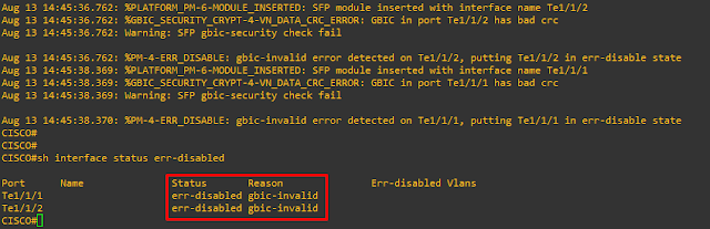 Cisco 3rd Party SFP Modules for Catalyst Switch