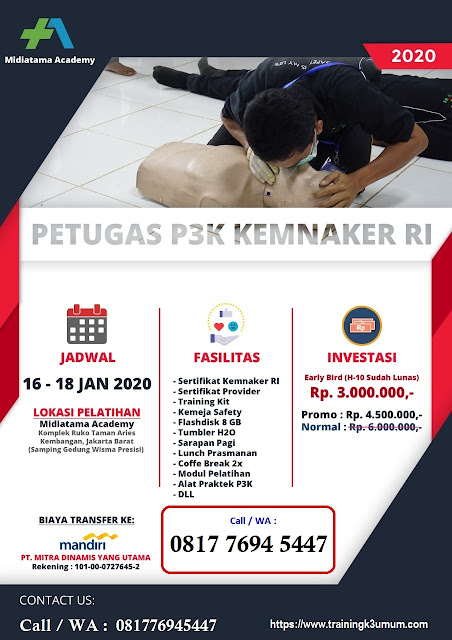 Petugas P3K murah tgl. 16-18 Januari 2020 di Jakarta