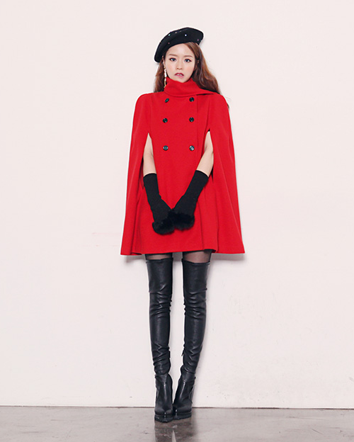 Short Red Cape Coat