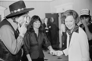 Waylong Jennings, Jessi Colter y la primera dama Rosalynn Carter, 1980. 