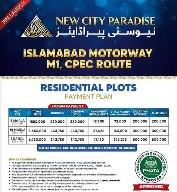 New City Paradise – Payment Plan – Location Map – NOC – Master Plan