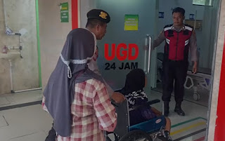 Patroli Sambang Wilayah , Satgas Preventif Operasi Mantab Brata Polres Kulonprogo Tolong Korban Kecelakaan