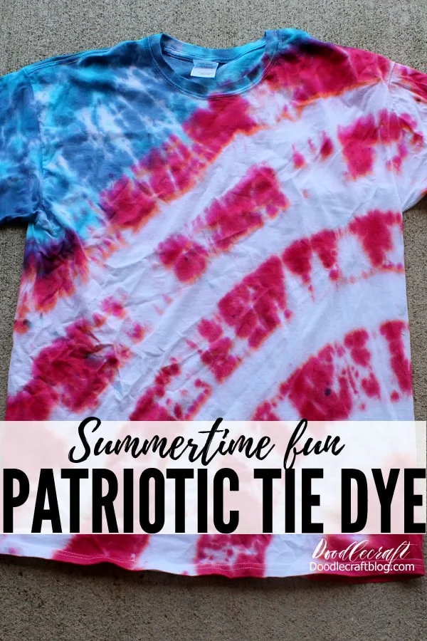 How to Make Patriotic Stripes Tie Dye Shirt!   Learn how to make a Patriotic Striped Tie dye shirt easily!     This flag inspired shirt is great for Independence day, parades, backyard bbq's and fireworks!     Summertime is the best time for tie dye crafts!