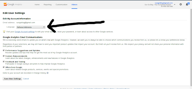 Cara Mengganti Bahasa di Google Analytics