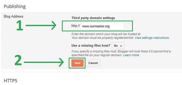 Add a custom domain to blogger