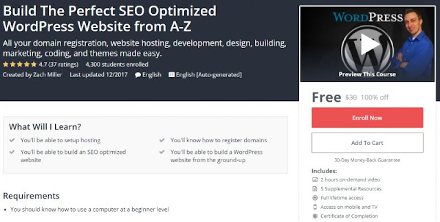 [100% Off] Build The Perfect SEO Optimized WordPress Website from A-Z| Worth 30$