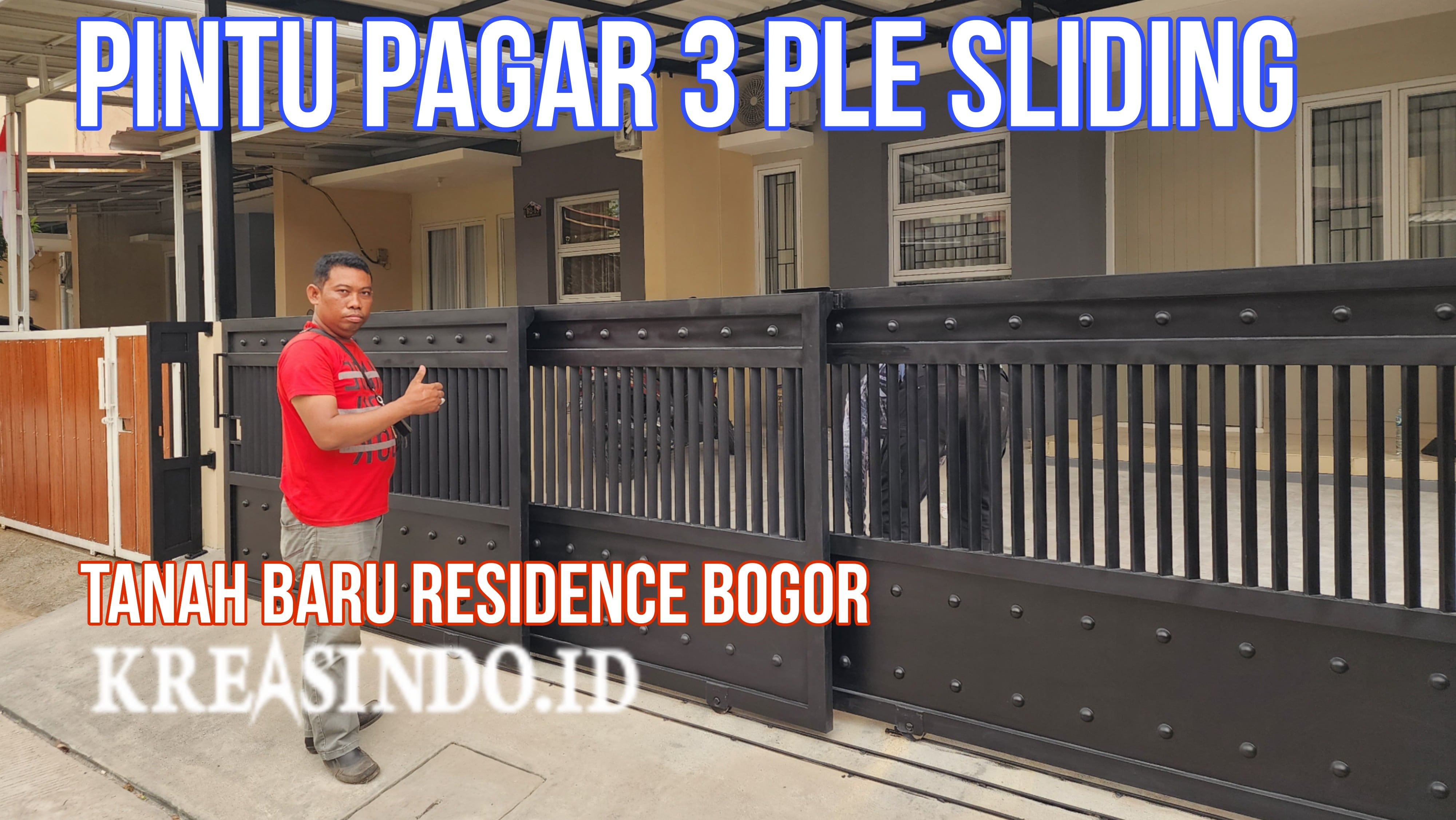 Pintu Pagar Triple Sliding di Rumah Bpk Diko Tanah Baru Residence Bogor
