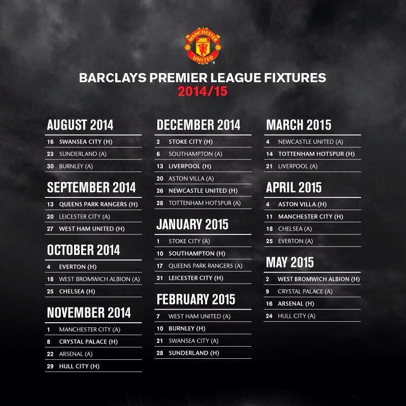 Jadual Penuh Perlawanan EPL Manchester United Musim 2014 ...