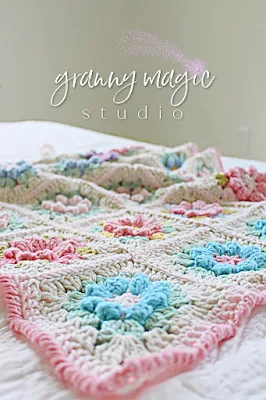 Create rows of granny square flowers to make a blanket.