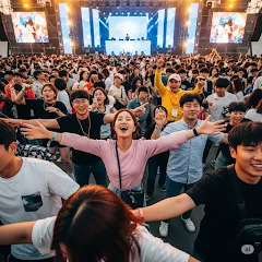 야외 EDM 페스티벌 현장의 생생한 모습