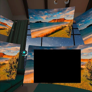 VRで6ディスプレイを空間に並べた画像