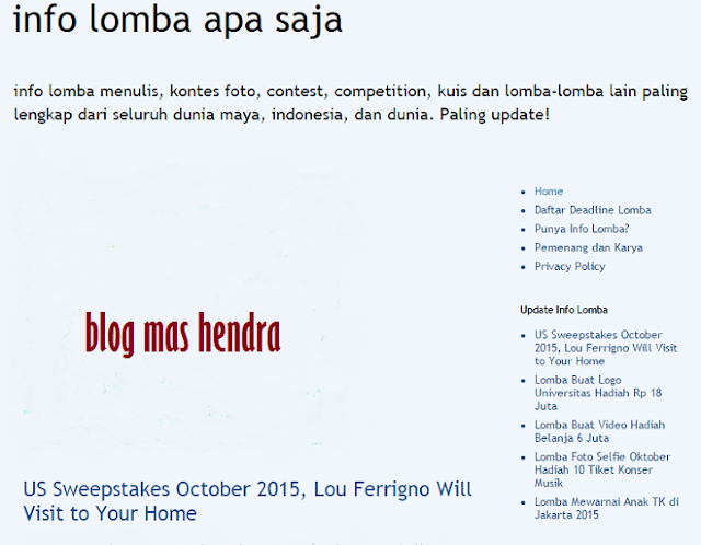 Tampilan Website Lomba Apa Saja - Blog Mas Hendra