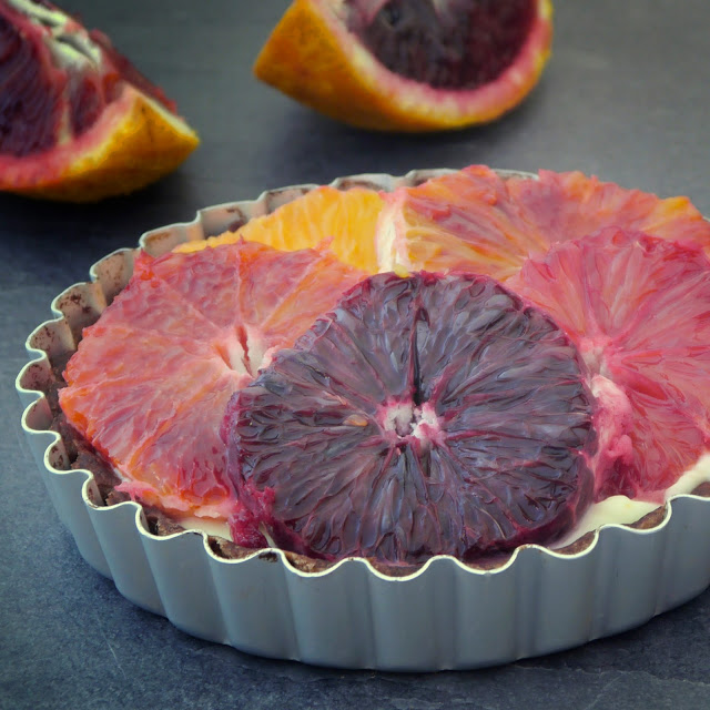 chocolate and blood orange tartlet