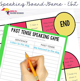 Have fun with your ESL students with these this super simple and fun Past Tense Board Game Speaking Games for Adults Students will get a board game printable to work on with their friends in groups of 3 or more, and they will use dice to roll and read the sentence they land on. They will then conjugate the sentence to a past tense form.