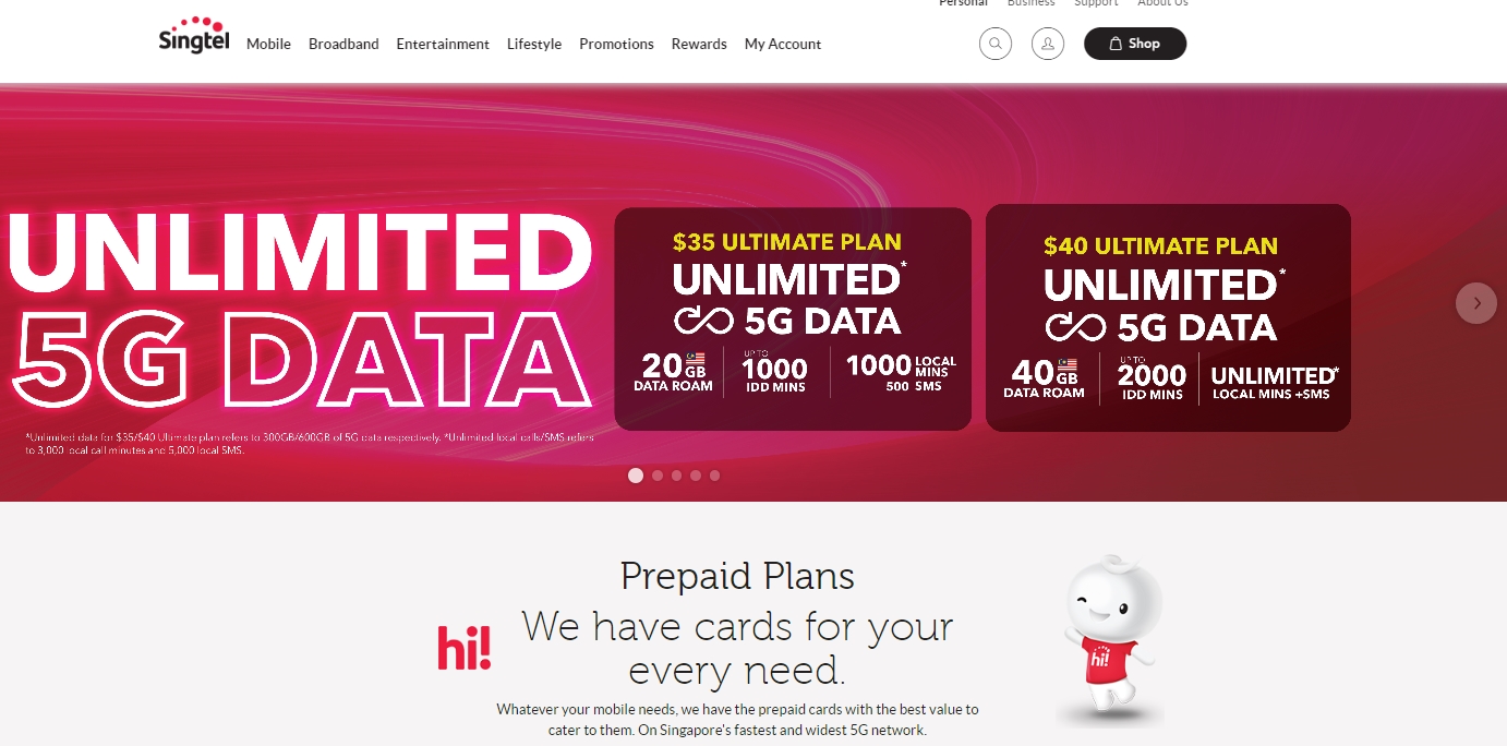 Singtel Prepaid Data Plans