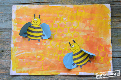 Bees and a beehive art for kids. Пчелы и улей. Рисуем с детьми. Аппликация