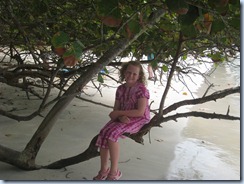 Delaina in tree, Maho Bay