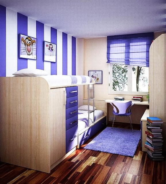 Blue bedroom design for teen girls
