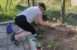 Angela planting, Xena loitering (with intent)