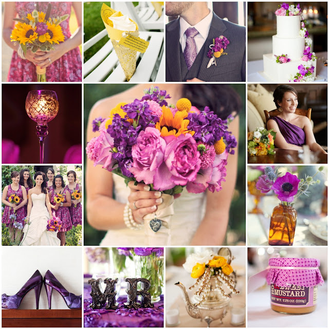 pink purple yellow wedding