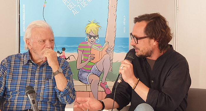 Álvaro Galán y Rafael Ballesteros en la Feria del Libro de Málaga 2023