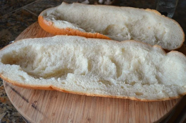 Italian Sloppy Joes remove insides of french bread from Serena Bakes Simply From Scratch.