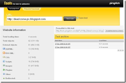 Tiempo de carga Web