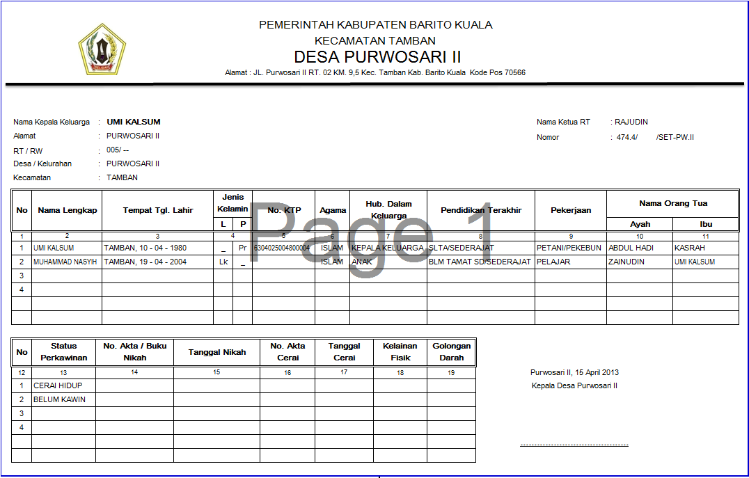 DESA PURWOSARI II: PENGANTAR MEMBUAT KARTU KELUARGA