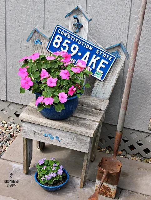 Photo collage of enamelware decor.