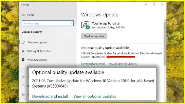 Windows 10, the deployment of KB5001649 (bug-free) resumes