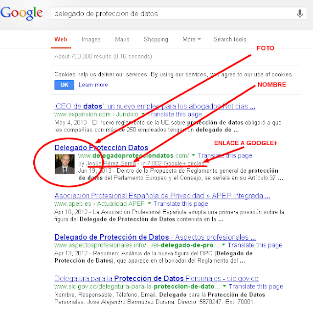 Búsqueda en Google con etiqueta de autor