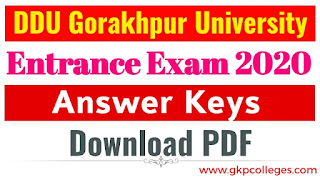 DDU Gorakhpur University Entrance Examination 2020 Answer keys
