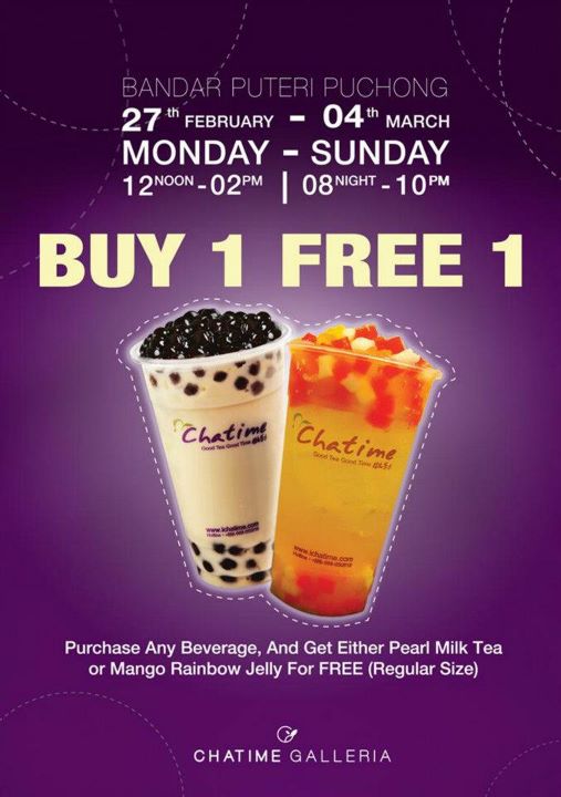 Chatime Galleria: FREE Pearl Milk Tea / Mango Jelly